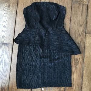 Black Asymmetrical Peplum Dress
